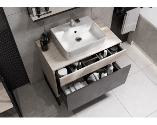 Комплект мебели Aquaton Лофт Урбан 80 серый графит/дуб орегон (раковина Джой 45)