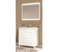 Комплект мебели MarkaOne Mix 80Н белый глянец, ручки рейлинг (ручка 51,2см) с зеркалом