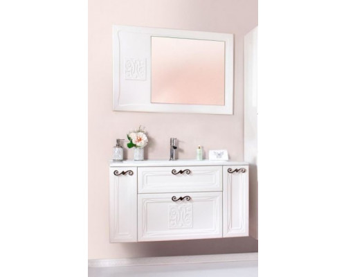Комплект мебели Бриклаер Адель 105 белый глянец с зеркалом (раковина Оскар 105)