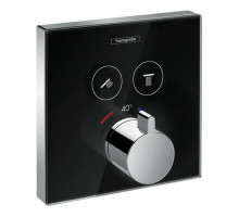 Термостат Hansgrohe Shower Select Glass 15738600 для ванны и душа на 2 выхода хром/черный скрытый монтаж