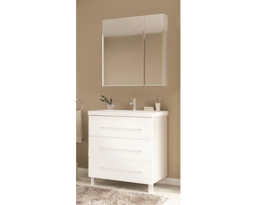 Комплект мебели MarkaOne Mix 70Н белый глянец, ручки рейлинг (ручка 51,2см) с зеркало-шкафом