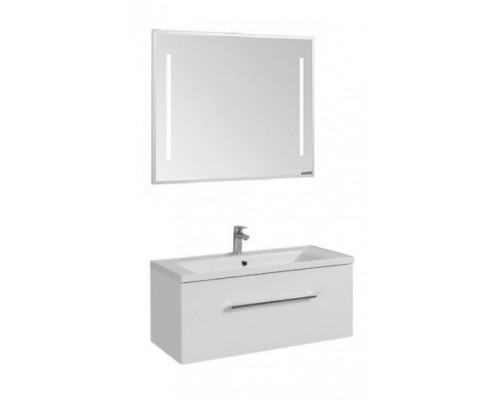 Комплект мебели Aquaton Мадрид 100 М белый глянец 1 ящик (зеркало Отель)