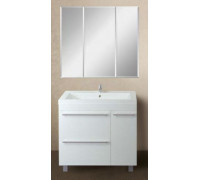 Комплект мебели 1Marka Соната 90Н белый глянец с бельевой корзиной, зеркало-шкаф Соната 90