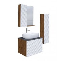 Комплект мебели Grossman Альба 65 дуб веллингтон/белая Soft Touch (раковина GR-3015)
