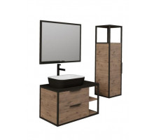 Комплект мебели Grossman Лофт 90 дуб веллингтон/металл черный (раковина GR-4041BW)