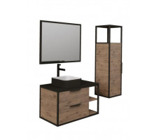 Комплект мебели Grossman Лофт 90 дуб веллингтон/металл черный (раковина GR-4042BW)