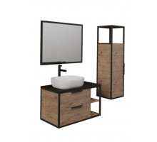 Комплект мебели Grossman Лофт 90 дуб веллингтон/металл черный (раковина GR-3020)