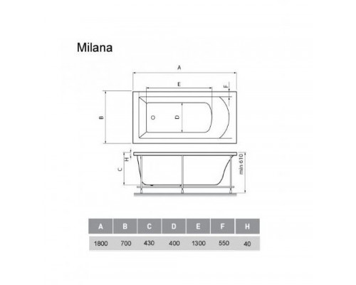Акриловая ванна Vayer Milana 180х70 (комплект)