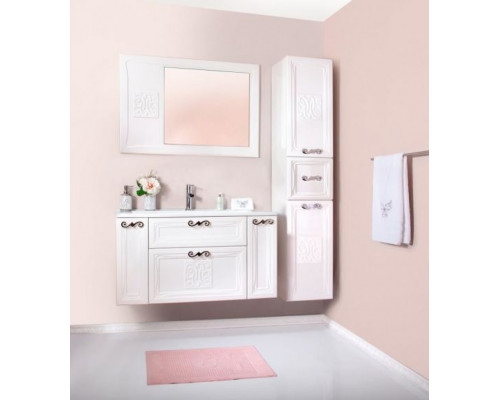 Комплект мебели Бриклаер Адель 105 белый глянец с зеркалом (раковина Оскар 105)