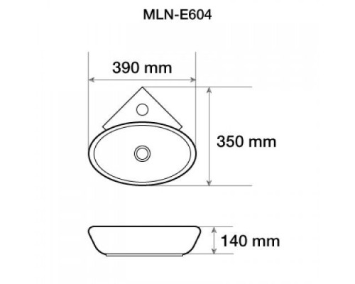 Раковина Melana MLN-Е604 39*35 угловая