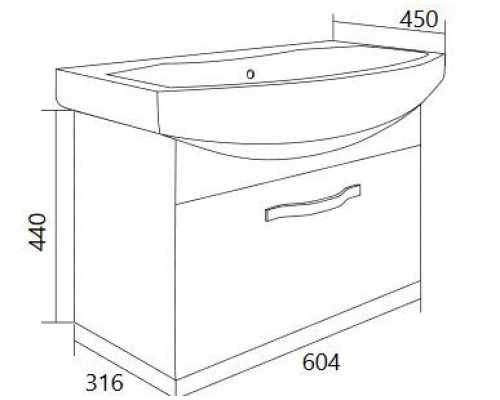 Комплект мебели 1Marka Вита 65П белый глянец 1 ящик