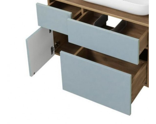 Комплект мебели Aquaton Мишель 80 дуб рустикальный/фьорд со шкафчиком (раковина Infinity 60, столешница керамогранит)