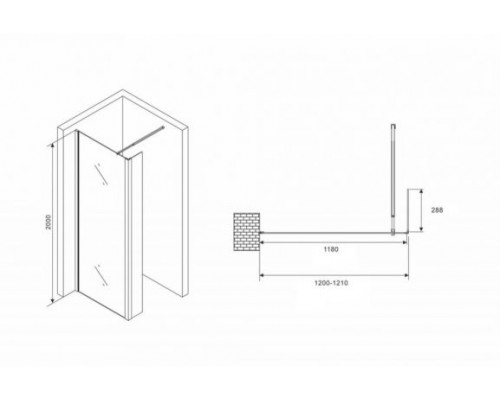 Душевая перегородка ABBER Immer Offen AG66120B Walk-in 120*200 L/R без поддона
