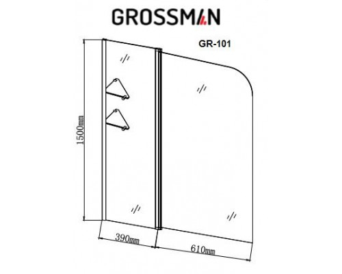 Шторка на ванну Grossman GR-101 100*150 L/R