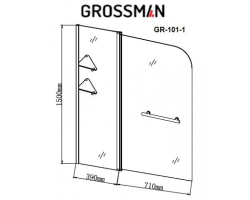 Шторка на ванну Grossman GR-101/1 110*150 L/R
