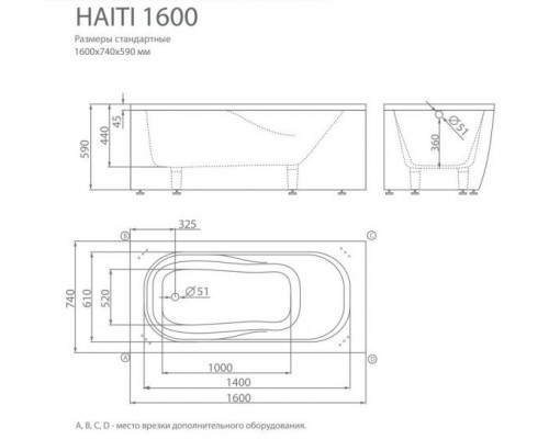 Фронтально-боковая панель Esse Haiti 1600 160*74 Г-образная R