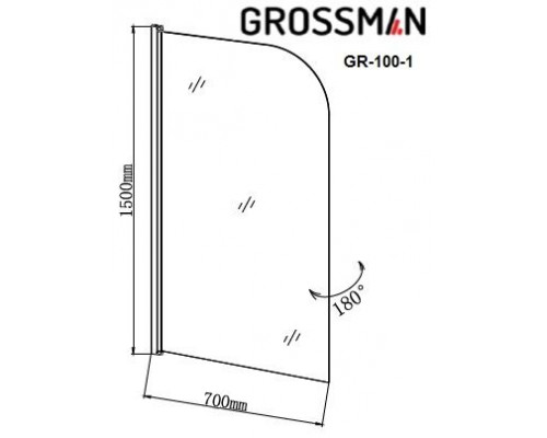 Шторка на ванну Grossman GR-100/1 70*150 L/R