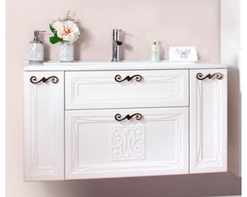 Комплект мебели Бриклаер Адель 105 белый глянец с зеркало-шкафом (раковина Оскар 105)