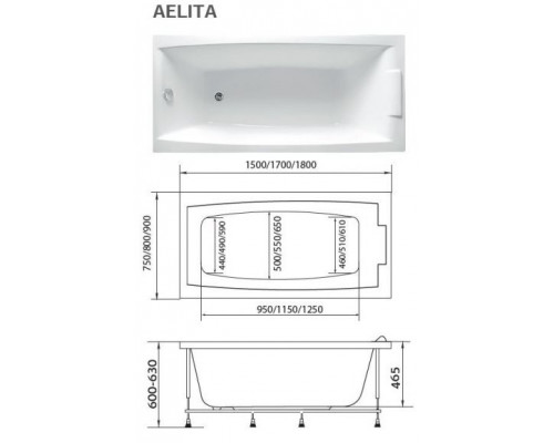 Акриловая ванна MarkaOne Aelita 170х75