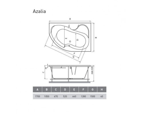 Акриловая ванна Vayer Azalia 170х105 L (комплект)