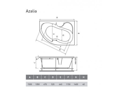 Акриловая ванна Vayer Azalia 150х105 R (комплект)