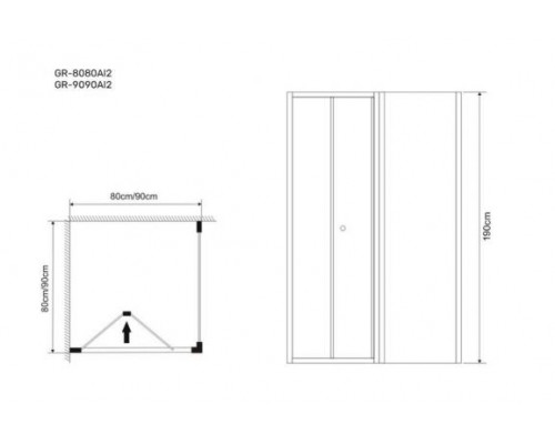 Душевое ограждение Grossman Alba2 GR-9090 90*90*190 L/R квадрат, складывающаяся дверь из двух частей без поддона