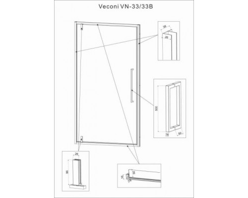Душевая дверь в нишу Veconi Vianno VN-33 90*195 L/R без поддона