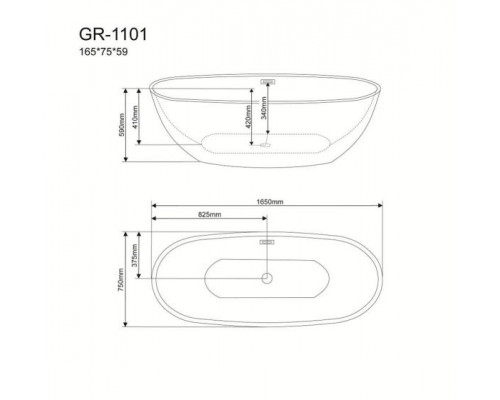 Акриловая ванна Grossman GR-1101 165х75