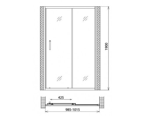 Душевая дверь в нишу Gemy Victoria S30191HM 100*190 L/R без поддона