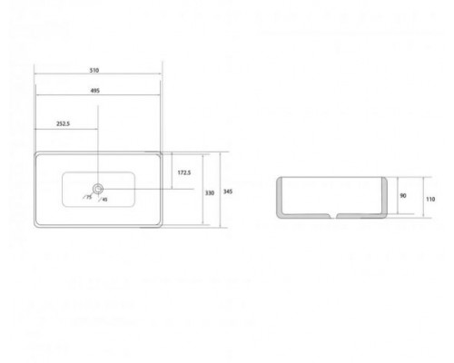 Накладная раковина ABBER Rechteck AC2207 белая 51*34,5
