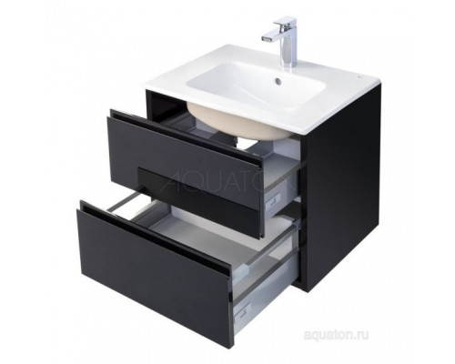 Комплект мебели Aquaton Римини 60 New черный глянец