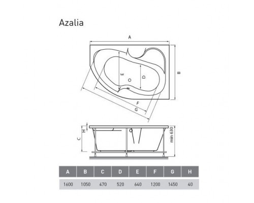 Акриловая ванна Vayer Azalia 160х105 R (комплект)