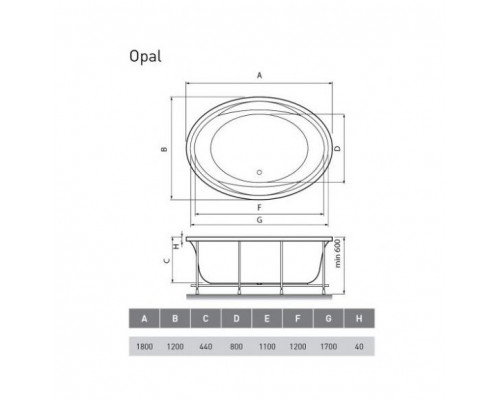 Встраиваемая акриловая ванна Vayer Opal 180х120 (комплект)