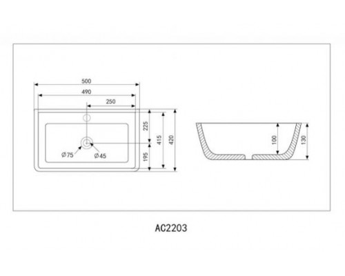 Накладная раковина ABBER Rechteck AC2203 белая 50*42