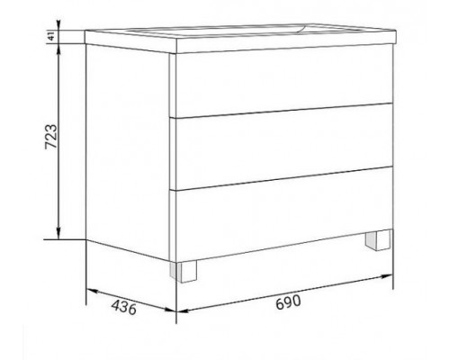 Комплект мебели MarkaOne Mix 70Н белый глянец, ручки рейлинг (ручка 51,2см) с зеркало-шкафом