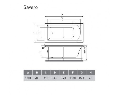 Акриловая ванна Vayer Savero 170х70 (комплект)