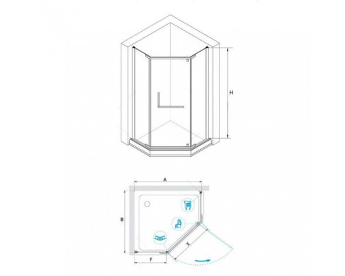 Душевой уголок RGW Passage 100*100*198 пятиугольный матовое стекло с поддоном