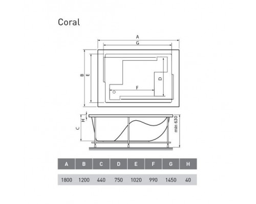 Акриловая ванна Vayer Coral 180х120 (комплект)