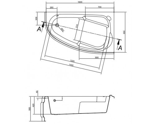 Акриловая ванна Cersanit Joanna 160х95 R (комплект)