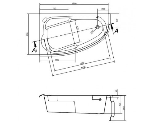 Акриловая ванна Cersanit Joanna 160х95 L (комплект)